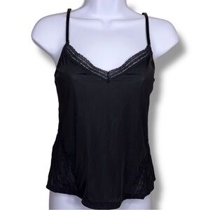 Small Gilligan And O Malley Black Camisole  Lace Trim Cropped Glam Retro Goth